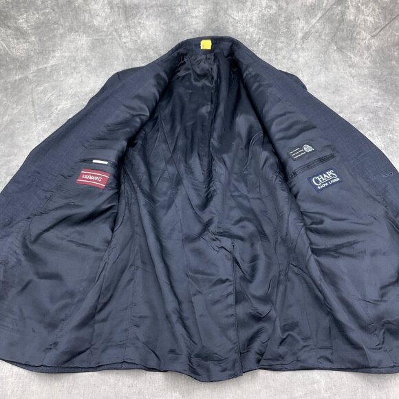 Ralph Lauren Chaps Suit Men 46R Blue Plaid Wool Classic Jacket Union Canada VTG - Picture 10 of 14